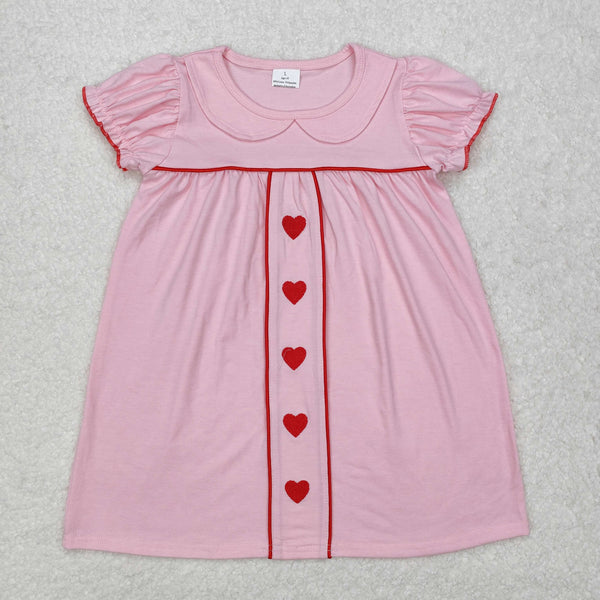 GSD1453 RTS toddler girl clothes cotton love girl valentines day embroidery dress