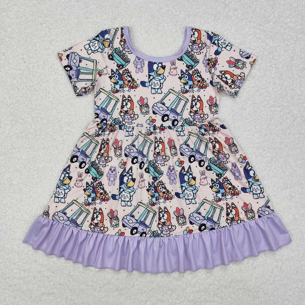 GSD1491 RTS toddler girl clothes cartoon dog girl summer dress