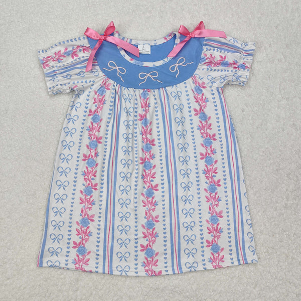 RTS kids clothing Matching Summer Dress Bow Grandmillennial Embroidery Clothing