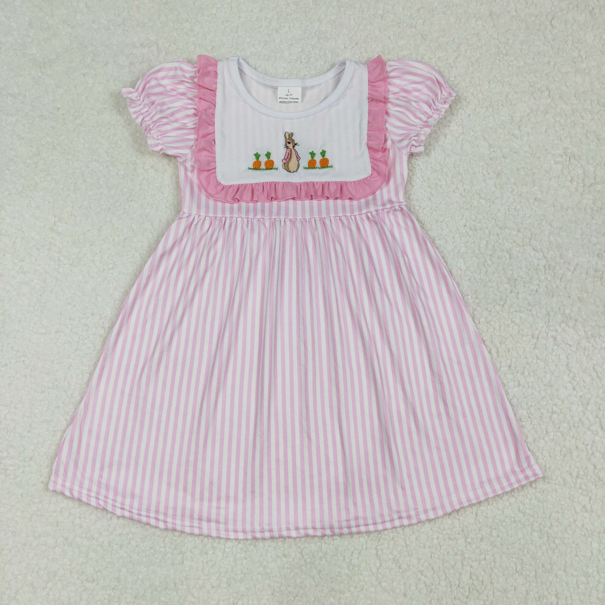 GSD1532 RTS Girl Easter Clothes Bunny Embroidery Dress Girl Easter Dresses