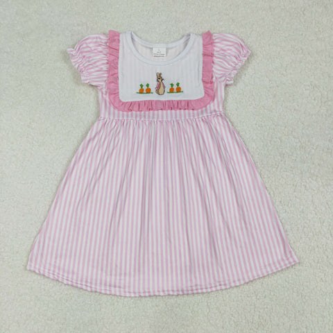 GSD1532 RTS Girl Easter Clothes Bunny Embroidery Dress Girl Easter Dresses