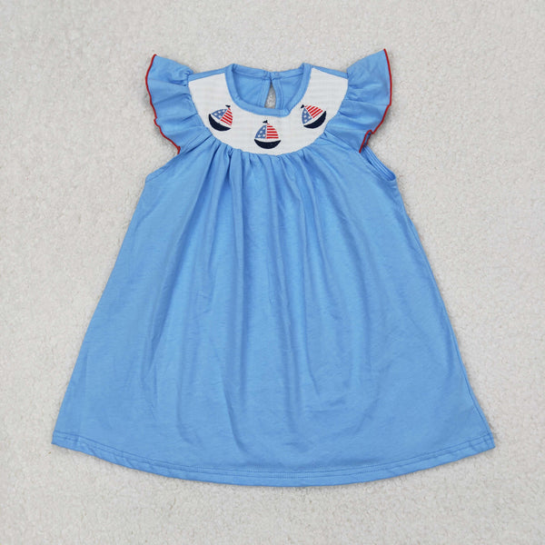 RTS kids matching clothing sailboat smock clothing 4th of July clothing