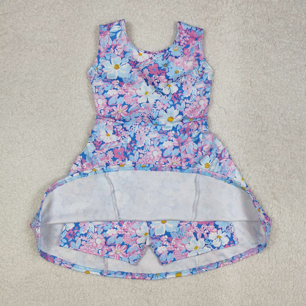 GSD1845 RTS girl floral swim dress yoga dress with shorts summer dress