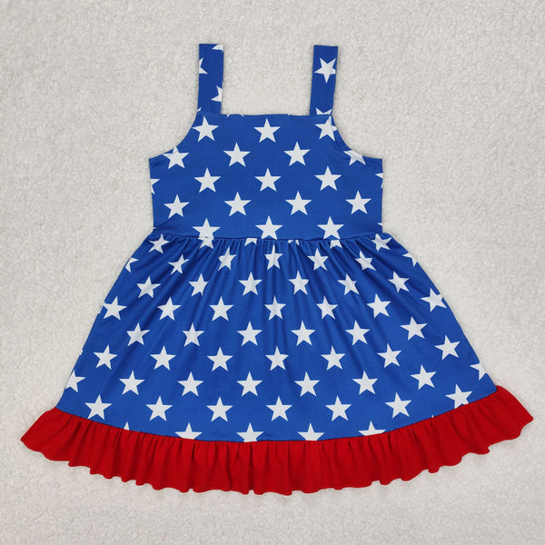 GSD1854 RTS toddler clothes star baby girl 4th of July Patriotic summer dress