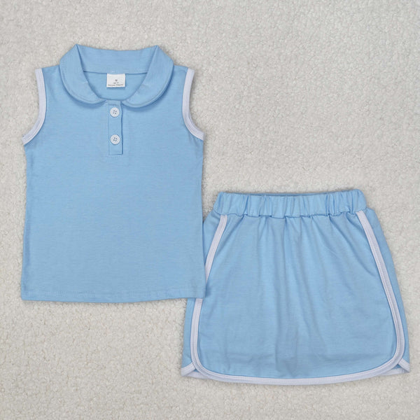 RTS girl summer clothing set solid color cotton girl summer shorts set