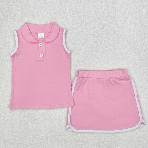 RTS girl summer clothing set solid color cotton girl summer shorts set