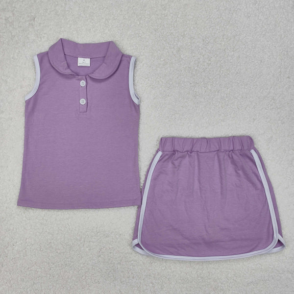 RTS girl summer clothing set solid color cotton girl summer shorts set