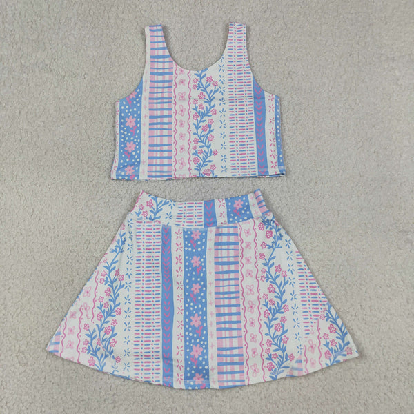 GSD1995 RTS toddler girl clothes floral girl summer set yoga clothes atheletic outfit