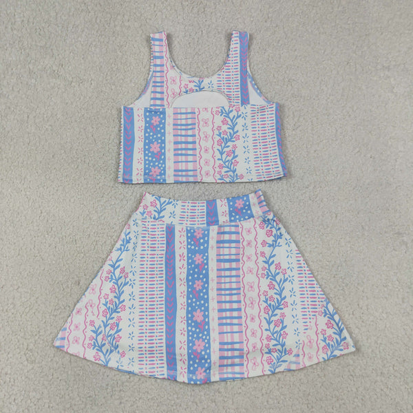 GSD1995 RTS toddler girl clothes floral girl summer set yoga clothes atheletic outfit