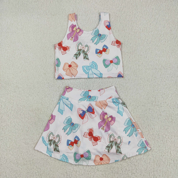 RTS toddler clothes matching clothing bows kids summer yoga clothing