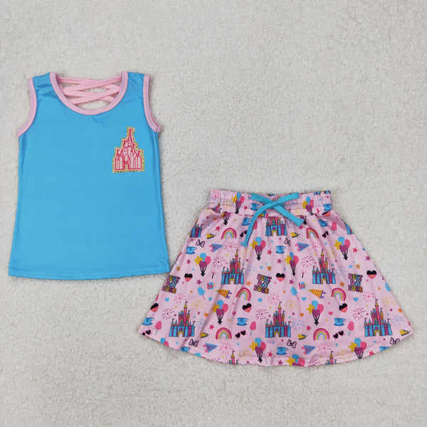 RTS girl summer clothes cartoon princess girl summer clothing set