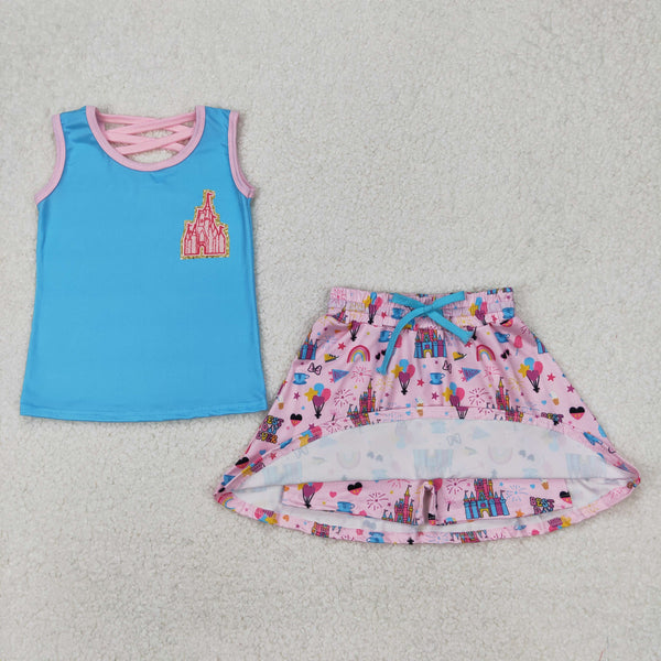 RTS girl summer clothes cartoon princess girl summer clothing set