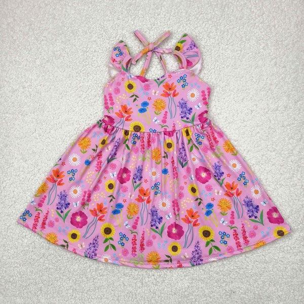 RTS toddler clothes floral tie  twirl girl summer dress