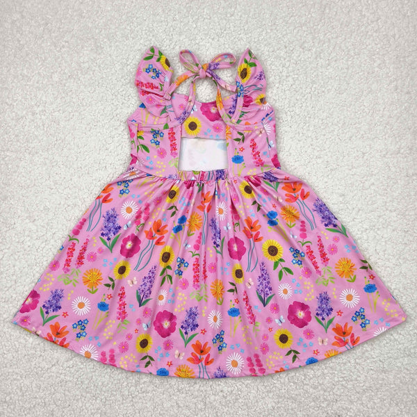 RTS toddler clothes floral tie  twirl girl summer dress