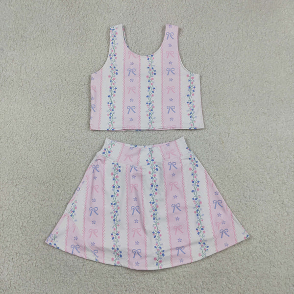GSD2216 RTS toddler girl clothes bows girl summer set yoga clothes