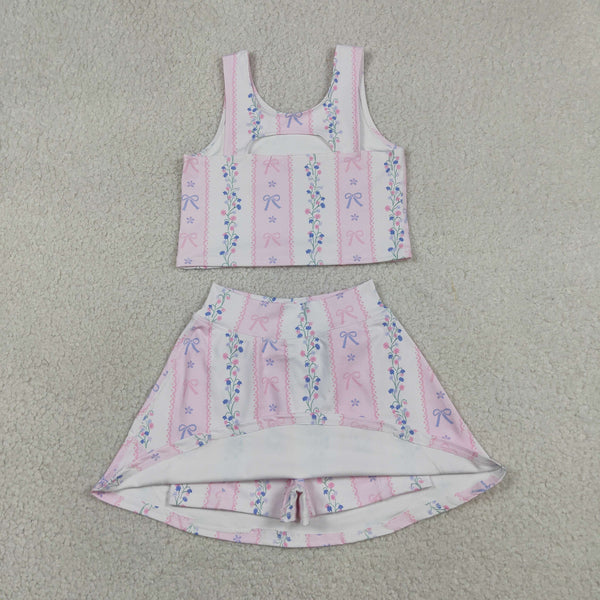GSD2216 RTS toddler girl clothes bows girl summer set yoga clothes