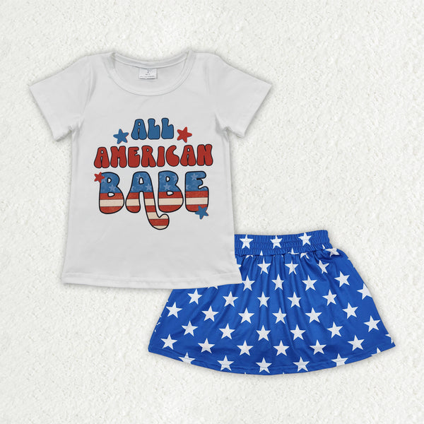 GSD2244 RTS girl clothes 4th of July girl summer skirts set