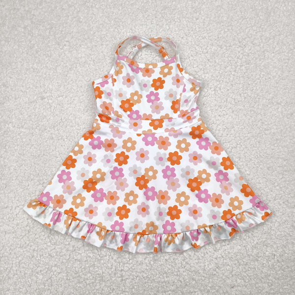 RTS toddler clothes matching clothing floral bow dress kids summer yoga clothing