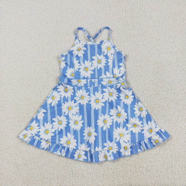RTS toddler clothes matching clothing floral bow dress kids summer yoga clothing 3