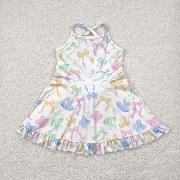 RTS toddler clothes matching clothing floral bow dress kids summer yoga clothing