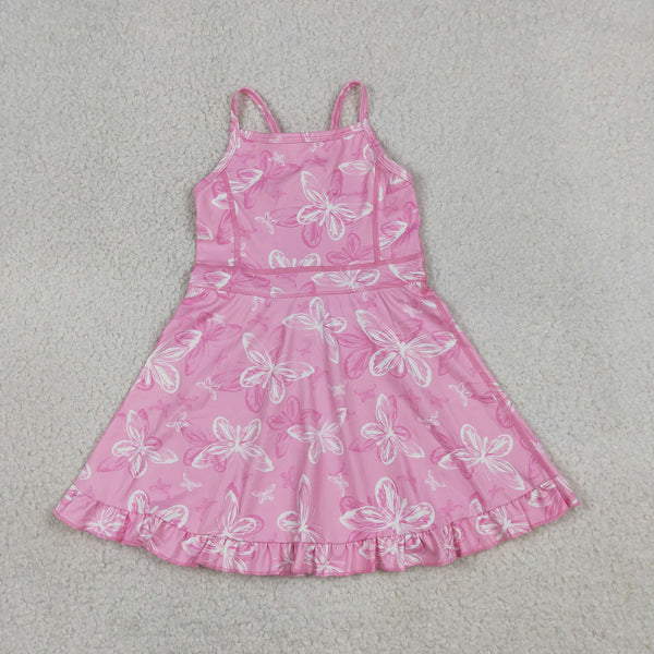 GSD2292 RTS girl clothes butterfly girl summer dress yoga clothes atheletic clothes