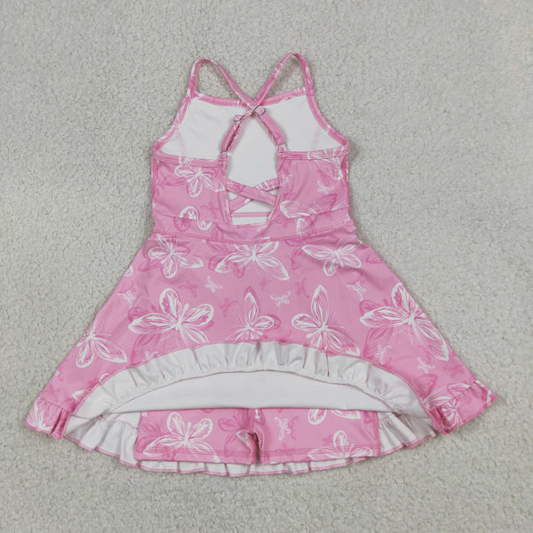 GSD2292 RTS girl clothes butterfly girl summer dress yoga clothes atheletic clothes