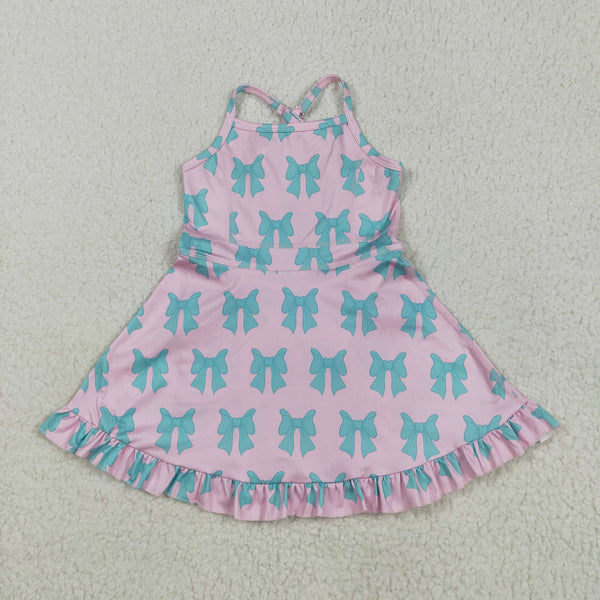 RTS toddler clothes matching clothing floral bow dress kids summer yoga clothing 3