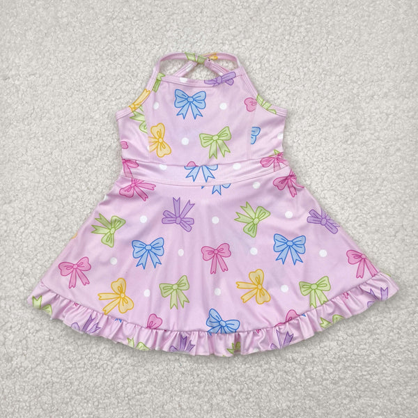 RTS toddler clothes matching clothing floral bow dress kids summer yoga clothing