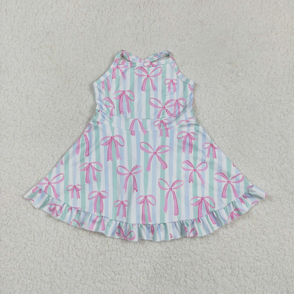 RTS toddler clothes matching clothing floral bow dress kids summer yoga clothing