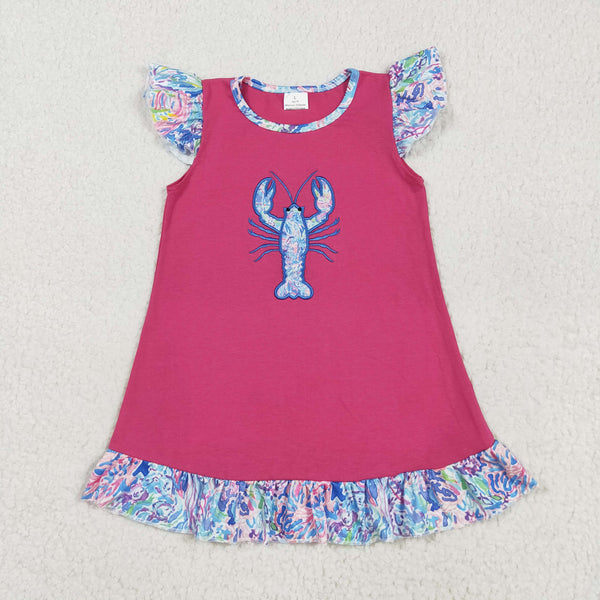 GSD2398 RTS girl clothes crawfish florals girl summer embroidery dress