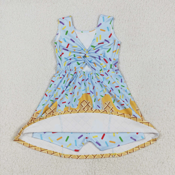RTS baby clothes baby girl summer set Ice cream print baby summer yoga dress-2025.7.2
