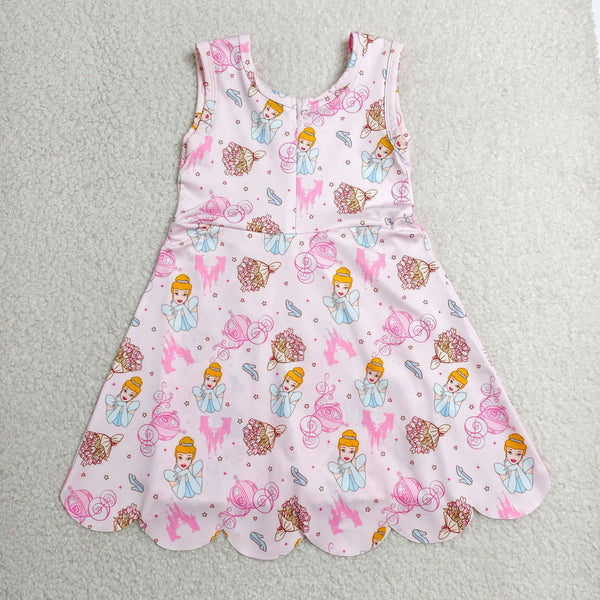RTS GSD2489 girls pink sleeveless princess Dress yoga sports clothes
