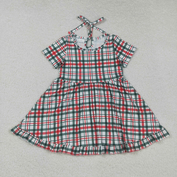 GSD2613 RTS toddler clothes gingham baby girl christmas dress