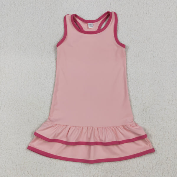 GSD2630 RTS girl clothes pink girl summer dress yoga clothes atheletic sleeveless dress