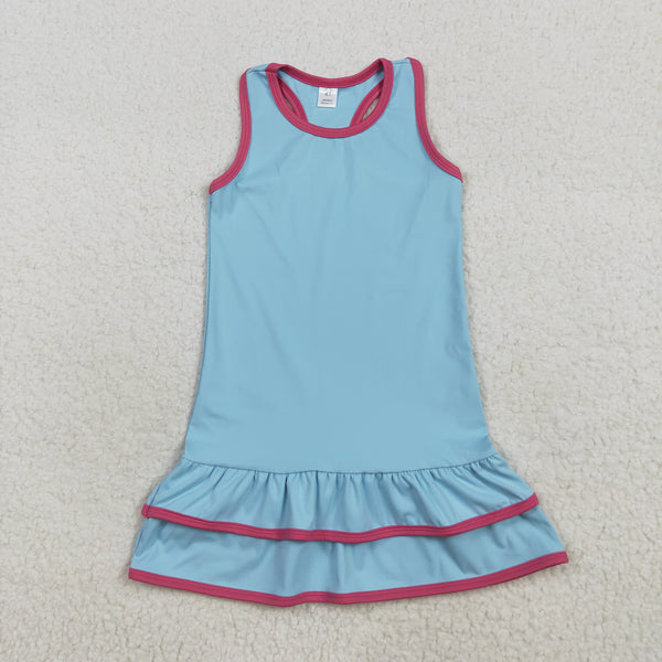 GSD2631 RTS girl clothes blue girl summer dress yoga clothes