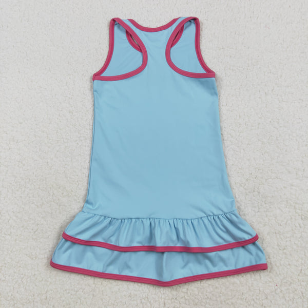 GSD2631 RTS girl clothes blue girl summer dress yoga clothes