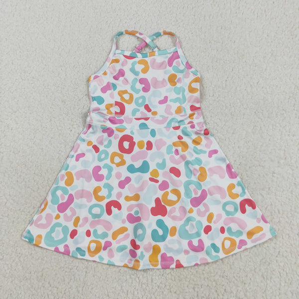 GSD2645 RTS toddler girl clothes leopard print girl summer dress yoga clothes