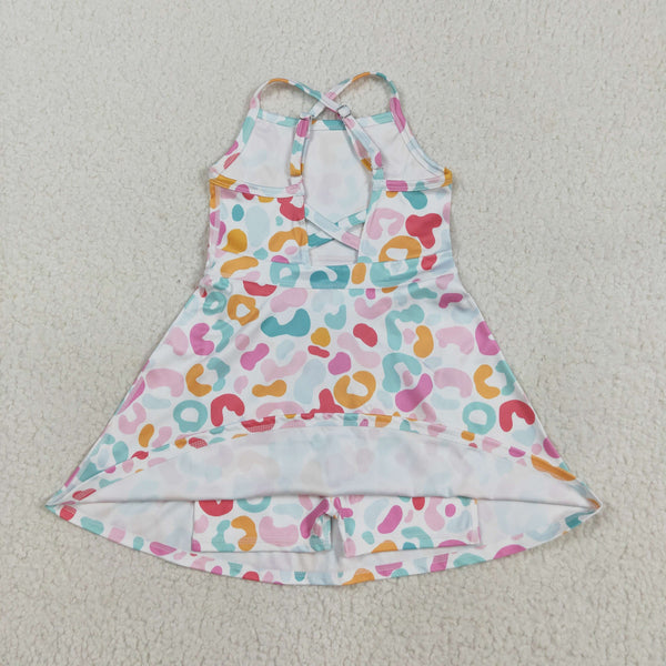 GSD2645 RTS toddler girl clothes leopard print girl summer dress yoga clothes