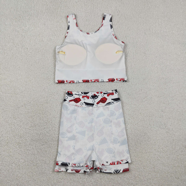 GSD2693 RTS girl clothes go team girl summer set yoga clothes atheletic outfit