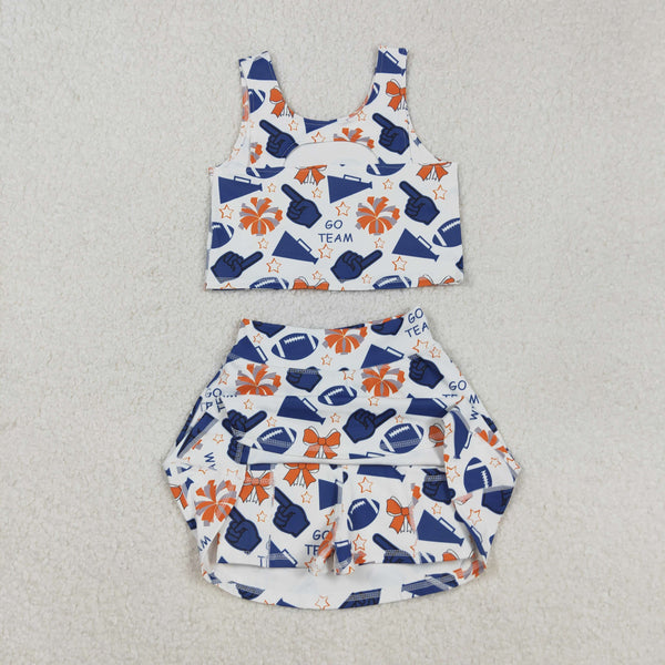 GSD2694 RTS toddler girl clothes go team girl summer set yoga clothes