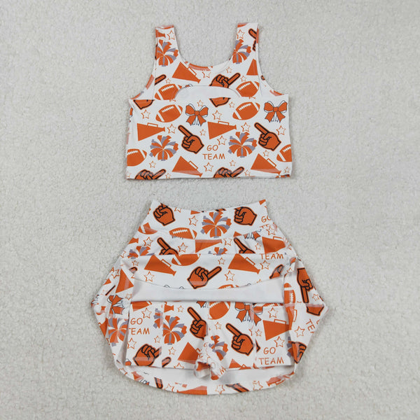 GSD2695 RTS toddler girl clothes go team girl summer set yoga clothes