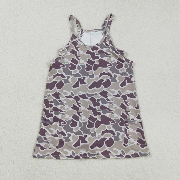 GSD2719 RTS toddler clothes camo baby girl summer dress yoga clothes