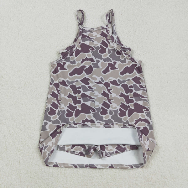 GSD2719 RTS toddler clothes camo baby girl summer dress yoga clothes