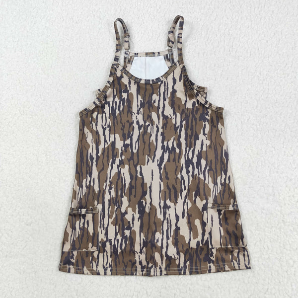 GSD2720 RTS girl summer yoga dress camo girl summer dress