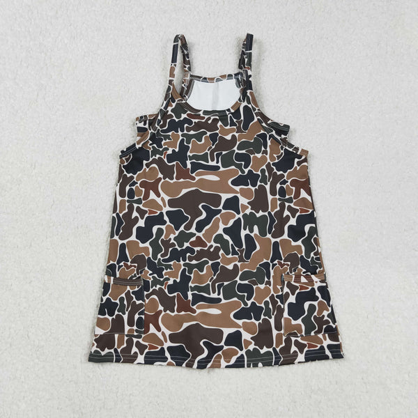 GSD2721 RTS toddler clothes camo baby girl summer dress yoga clothes