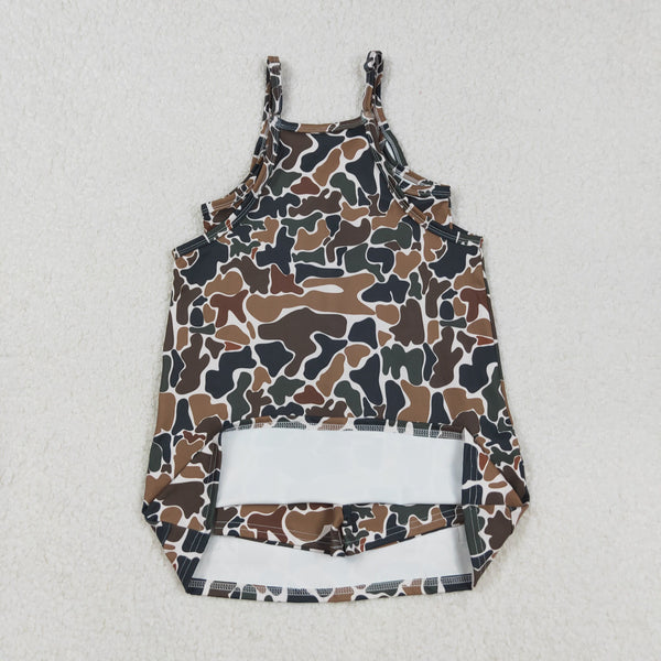 GSD2721 RTS toddler clothes camo baby girl summer dress yoga clothes