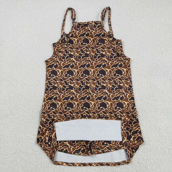 GSD2735 RTS adult clothes brown camo adult women summer dress yoga dress