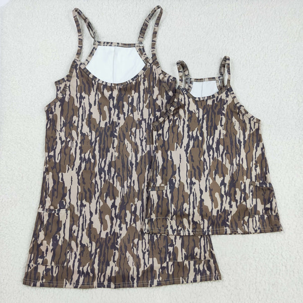 GSD2720 RTS girl summer yoga dress camo girl summer dress