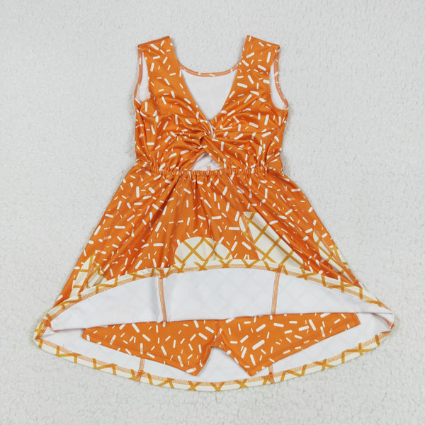 GSD2750 RTS girl clothes orange ice cream girl summer dress yoga clothes
