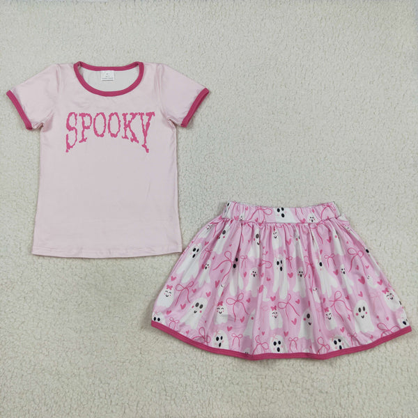 GSD2776 RTS toddler girl clothes boo girl halloween short skirt set